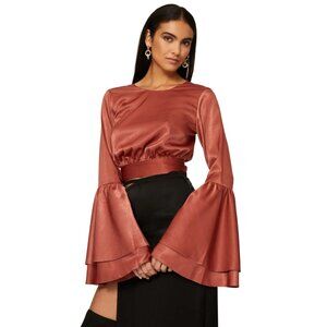 Louna Size L Backless Bell Sleeve Top Rust